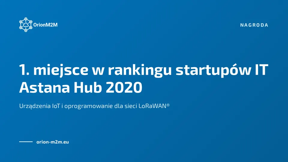 OrionM2M® zajmuje 1. miejsce w rankingu zaawansowanych technologicznie startupów Astana Hub 2020
